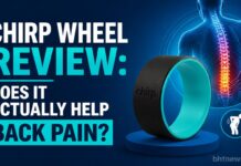 Chirp Wheel Review: Does It Actually Help Back Pain? A person using a curved back-stretching wheel on a yoga mat in a bright home setting