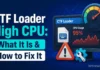 CTF Loader High CPU: What It Is & How to Fix It A Windows Task Manager window showing process CPU usage, laptop screen close-up