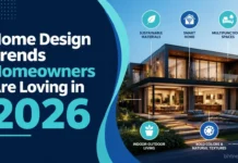 Home Design Trends Homeowners Are Loving in 2026 A warm, minimalist living room with soft neutral tones, natural light, and layered textures like a woven throw and wood
