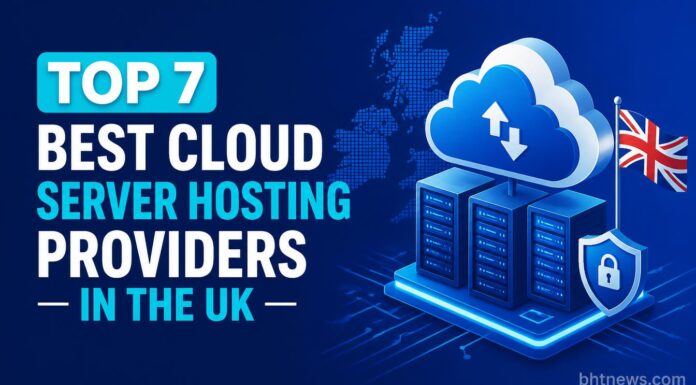 Top 7 Best Cloud Server Hosting Providers In the UK A clean illustration of server racks connected to a cloud icon, representing cloud infrastructure