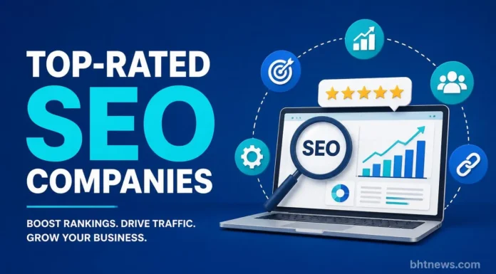 Top-Rated SEO Companies 2026: Best Agencies Compared Illustration comparing ten top-rated SEO companies by business type